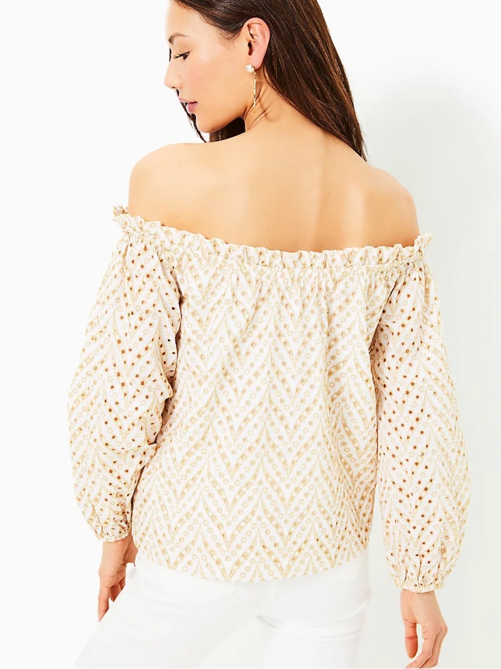 Lilly Pulitzer Aimes off shoulder blouse sandbar mermaid tail xxs